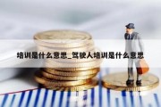培训是什么意思_驾驶人培训是什么意思